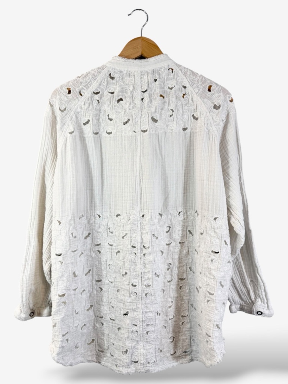 We the Free Summer Daydream Cutwork Top Size S White Gauze Cotton Boho Cottage - Picture 10 of 13